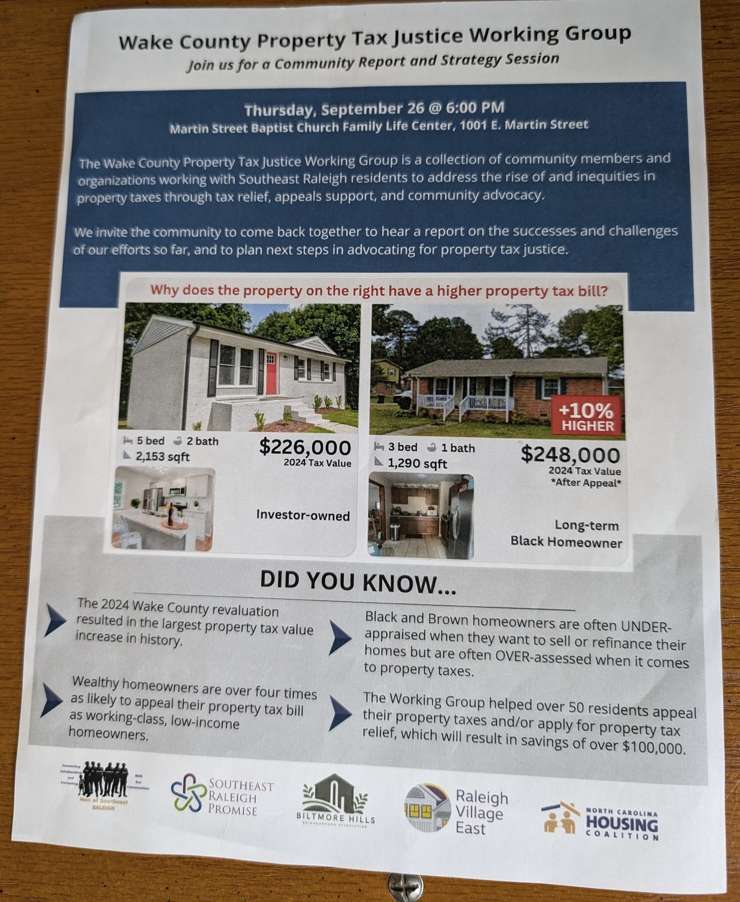 Wake County Property Tax Justice Working Group Is Hosting A Community ...