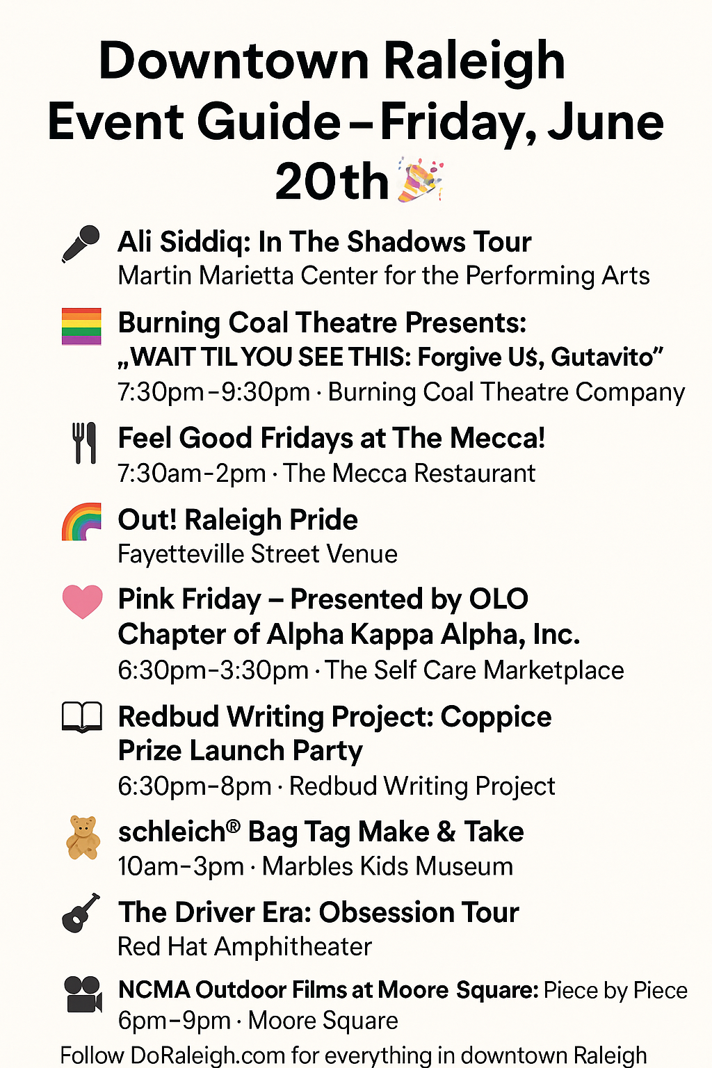 First Night Raleigh Event Map Downtown Raleigh Event Guide Friday June 20th Edition – DoRaleigh